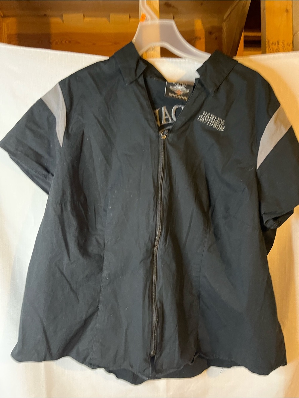 Harley-Davidson Kids Black Short-Sleeve Zip Raincoat with Gray Accents